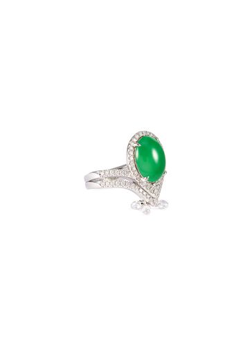 Diamond jade 18k white gold teardrop-shaped ring - SAMUEL KUNG - Modalova