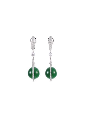 Diamond jade 18k white gold ball earrings - SAMUEL KUNG - Modalova