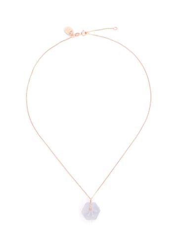 Diamond jade 18k rose gold hexagon necklace - 16" - SAMUEL KUNG - Modalova