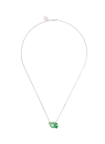 Diamond jade 18k white gold pendant necklace - 16" - SAMUEL KUNG - Modalova