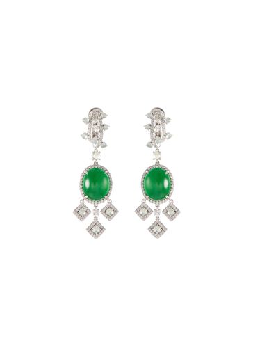 Diamond jade 18k white gold earrings - SAMUEL KUNG - Modalova