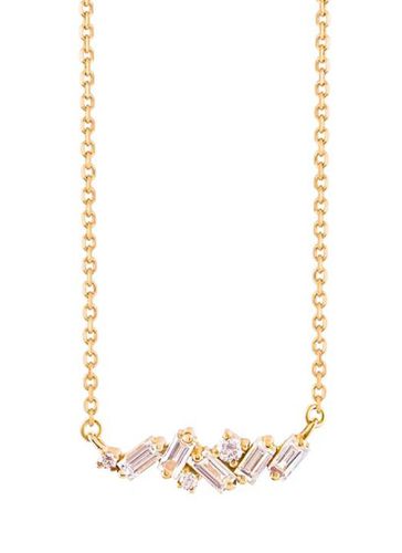 Diamond 18k yellow gold mini bar necklace - SUZANNE KALAN - Modalova