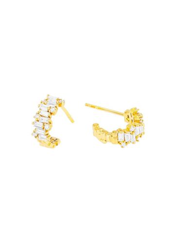 Fireworks' diamond 18k yellow gold mini hoop earrings - SUZANNE KALAN - Modalova