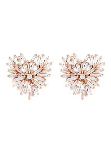 Fireworks' diamond 18k rose gold heart earrings - SUZANNE KALAN - Modalova
