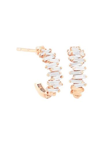 Fireworks' diamond 18k rose gold mini hoop earrings - SUZANNE KALAN - Modalova