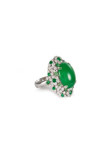 Diamond jade garnet 18k white gold ring - SAMUEL KUNG - Modalova