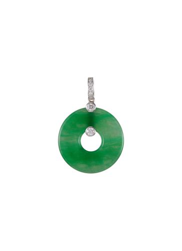 Diamond jade 18k white gold disc pendant - SAMUEL KUNG - Modalova
