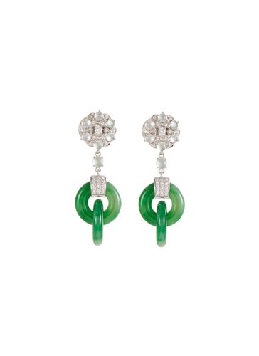 Diamond jade 18k white gold earrings - SAMUEL KUNG - Modalova