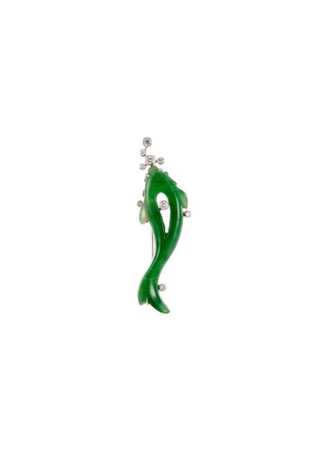 Diamond jade 18k white gold fish brooch - SAMUEL KUNG - Modalova