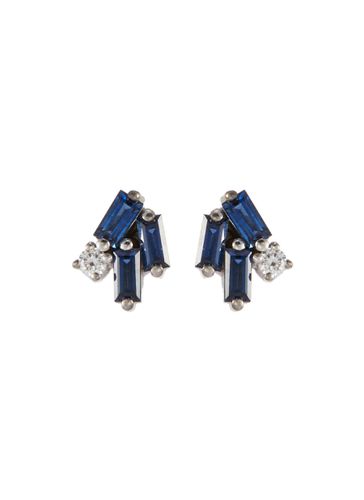 Fireworks' diamond sapphire 18k white gold earrings - SUZANNE KALAN - Modalova