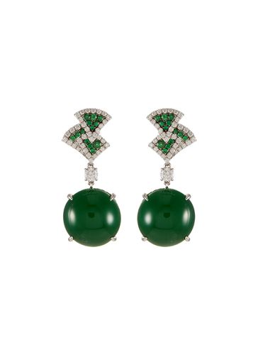 Diamond jade green garnet 18k white gold earrings - SAMUEL KUNG - Modalova