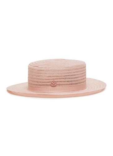 Kiki' flat top raffia hat - MAISON MICHEL - Modalova