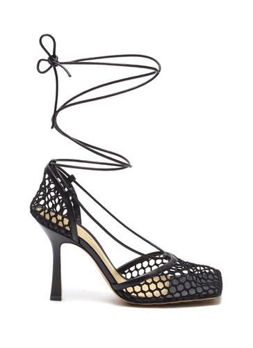 Fishnet Mesh Leather Anklet Heeled Sandals - BOTTEGA VENETA - Modalova