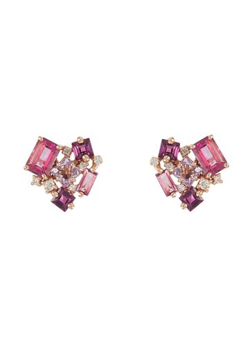 Amalfi' diamond topaz rhodolite 14k gold earrings - SUZANNE KALAN - Modalova