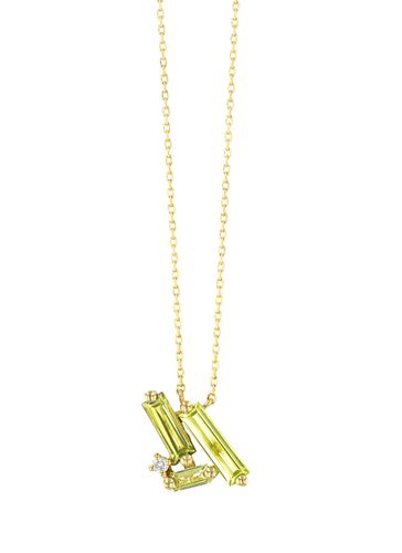 Horizontal cluster diamond peridot 14k gold necklace - SUZANNE KALAN - Modalova