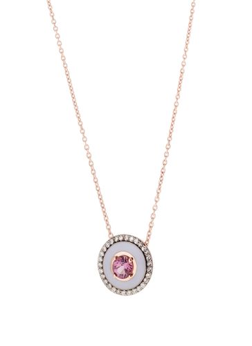 Mina' diamond tourmaline 18k rose gold enamel necklace - SELIM MOUZANNAR - Modalova
