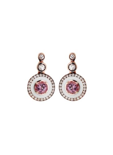 Mina' diamond tourmaline 18k rose gold enamel earrings - SELIM MOUZANNAR - Modalova