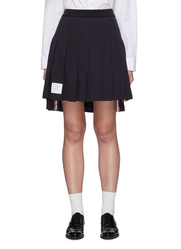 Tricolour Detail Pleated Cotton High-low Skirt - THOM BROWNE - Modalova