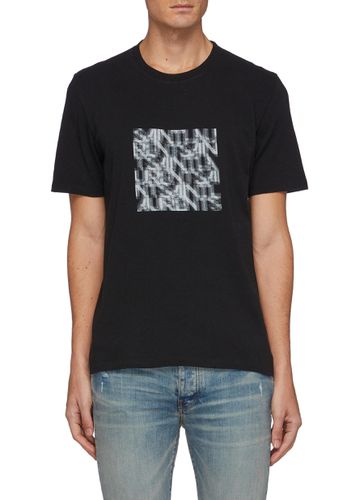 Square Opaque Graphic Print Cotton Crewneck T-Shirt - SAINT LAURENT - Modalova