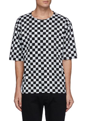 Checkerboard Mid Sleeves T-shirt - SAINT LAURENT - Modalova