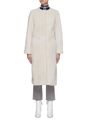 Single-breast Lamb Fur Long Coat - YVES SALOMON - Modalova