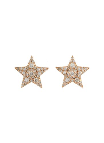 Diamond 14k Rose Gold Star Stud Earrings - BEE GODDESS - Modalova