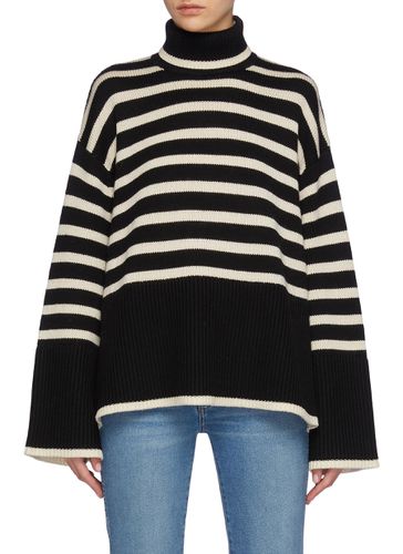 Striped Turtleneck Wool Cotton Blend Sweater - TOTEME - Modalova