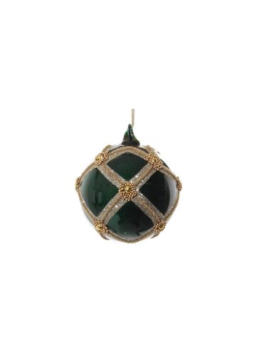 Bead Glitter Grid Glass Ball Ornament - Dark Green/Gold - SHISHI - Modalova