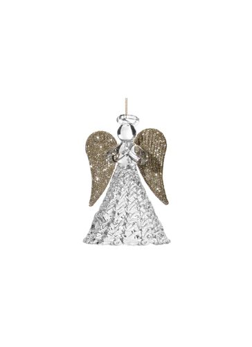 Glitter Wing Sprung Skirt Glass Angel Ornament - Clear/Champagne - SHISHI - Modalova