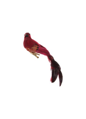 Feather Tail Beaded Body Bird Ornament - Burgundy/Gold - SHISHI - Modalova