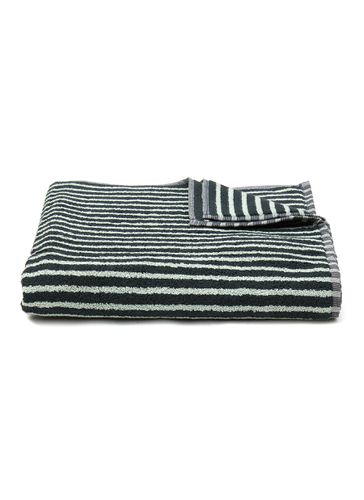 Striped Organic Cotton Terry Bath Towel - Black/Mint - TEKLA - Modalova
