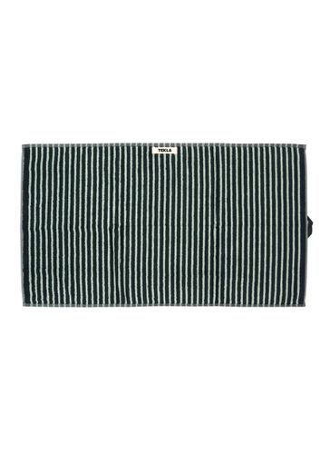 Striped Organic Cotton Terry Hand Towel - Black/Mint - TEKLA - Modalova