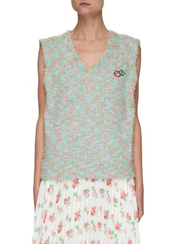 Floral Embroidered Patch Knitted Vest - MING MA - Modalova