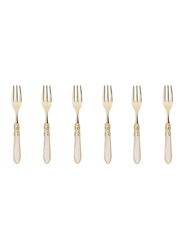 Aladdin' 24K Gold Plated Stainless Steel Dessert Forks - Set Of 6 - CASA BUGATTI - Modalova