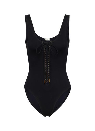 SLEEVELESS LACE UP BODYSUIT - SAINT LAURENT - Modalova