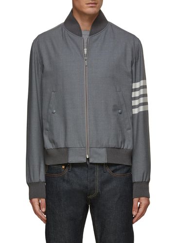 Bar Stripe Wool Knit Bomber Jacket - THOM BROWNE - Modalova