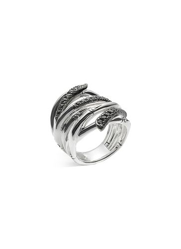 Bamboo' Treated Black Sapphire Silver Lava Extra-Wide Ring - JOHN HARDY - Modalova