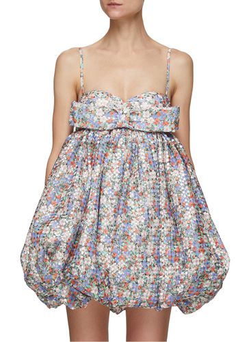 Floral Print Bow Detail Sequined Bubble Mini Dress - MING MA - Modalova