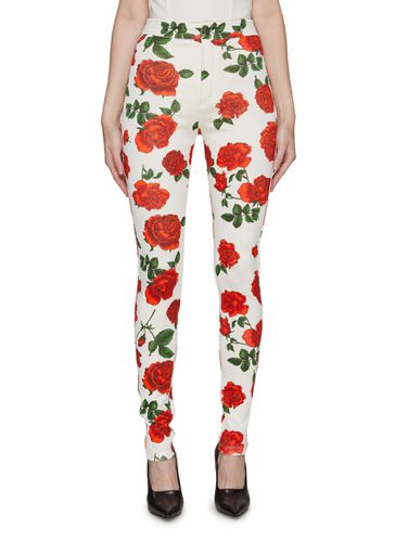 ROSE PRINT SLIM FIT LEGGINGS - SAINT LAURENT - Modalova