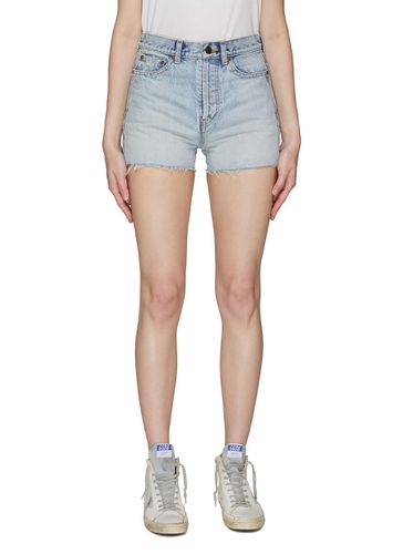 RAW HEM HIGH RISE LIGHT WASH DENIM SHORTS - SAINT LAURENT - Modalova