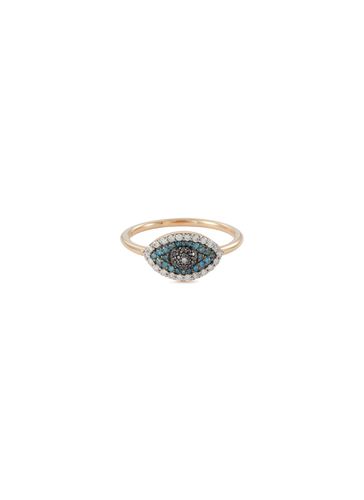 Diamond 14k Rose Gold Eye Light Ring - BEE GODDESS - Modalova