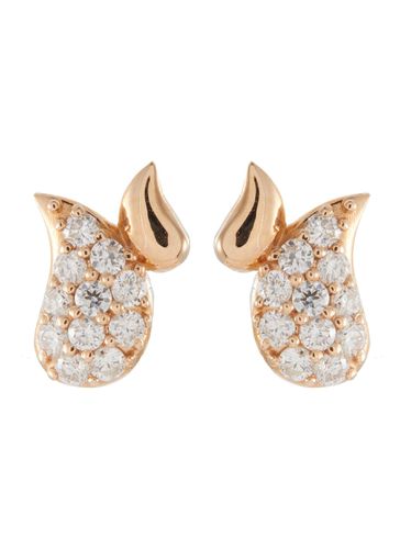 Lotus Lakshmi' Diamond 14k Rose Gold Stud Earrings - BEE GODDESS - Modalova