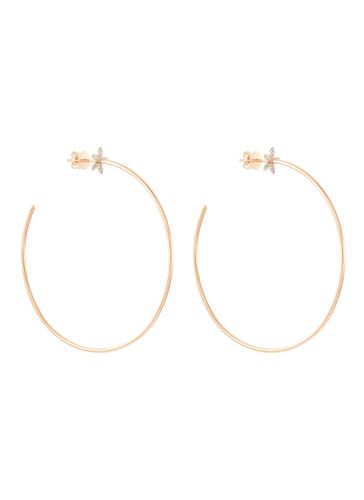 Apple Seed' diamond 14k rose gold hoop earrings - BEE GODDESS - Modalova