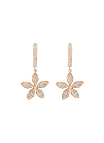 Apple Seed' diamond 14k rose gold flower drop earrings - BEE GODDESS - Modalova