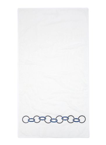 Links Embroidery Cotton Terry Bath Towel - Storm Grey/Midnight Blue - FRETTE - Modalova