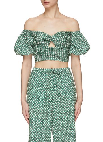 ‘MEMORIES' RUCHED DETAIL OFF-SHOULDER CROPPED TOP - PEONY - Modalova