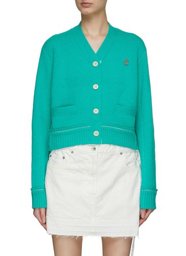 ‘S' Stud Ribbed Trim Cashmere Blend Cardigan - SACAI - Modalova