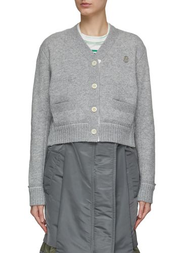 ‘S' Stud Ribbed Trim Cashmere Blend Cardigan - SACAI - Modalova