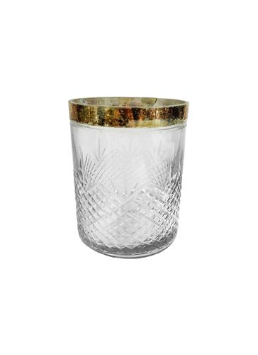 AGED CRYSTAL VOTIVE GOLD RIM DIAMOND CUTTING GLASS - CLEAR/GOLD - SHISHI - Modalova