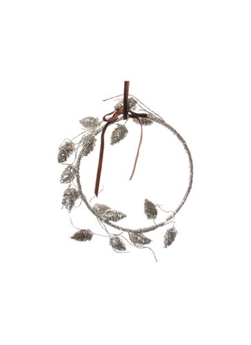 Glittered Pinecone Wreath - Silver - SHISHI - Modalova